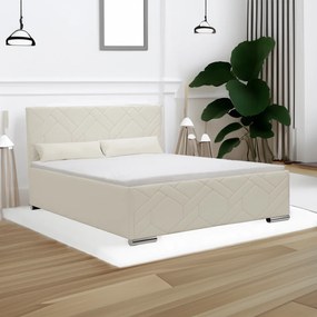 Łóżko tapicerowane z pojemnikiem i materacem EKO 160x200 cm Kremowy