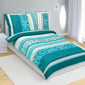 Bellatex Bawełniana pościel Ornament turkusowy,140 x 200 cm, 70 x 90 cm