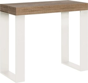 Konsola rozkładana 90x40/300 cm Tecno Dąb naturalny rama w kolorze Białym
