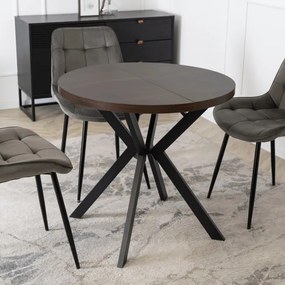 Stół Okrągły Rozkładany DORIAN 80-160 cm Orzech/Czarny Nowoczesny Loft
