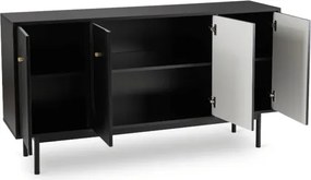 Komoda do Salonu MARLEN 155 cm Czarna Czterodrzwiowa Nowoczesna