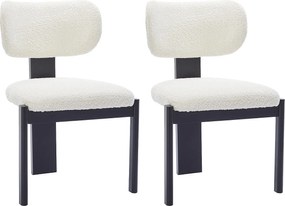 Zestaw 2 krzeseł z bukli i drewna kauczukowego - Biały i Czarny - WILANA