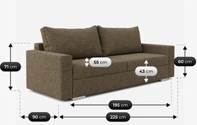 Sofa z Funkcją Spania DRAVOS Brązowa Boucle Japandi