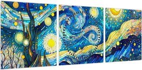 Obraz – Mozaika gwiaździstej nocy (z zegarem) (90x30 cm)