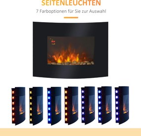 Homcom Kominek Elektryczny Led Ścienny 900/1800 W Czarny