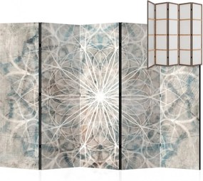 Parawan pokojowy 5-częściowy 225x172 Jednostronny dekoracyjny boho industrialny Szary Mandala Betonowa Rozeta