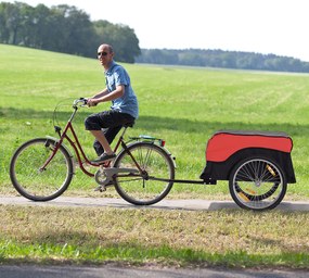 HOMCOM Przyczepka Rowerowa Bagażowa Transportowa 130x77x65cm Czerwona Czarna | Aosom PL