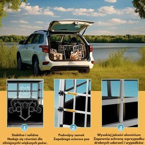 Transporter dla psa BRUNO, 89x70x51cm, srebrna/czarna Cadoca