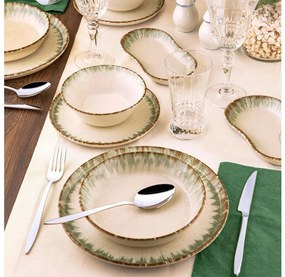 Zestaw obiadowy 27 części, beżowy/brązowy, porcelana