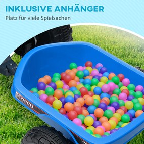 HOMCOM Quad elektryczny dla dzieci 6V Niebieski samochód z metalową przyczepką Bezpieczna zabawa | Aosom PL