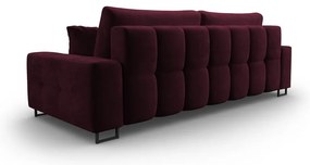 Bordowa aksamitna rozkładana sofa ze schowkiem 250 cm Wicklow – Cosmopolitan Design