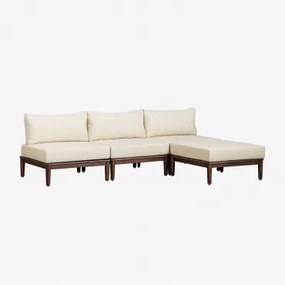 Sofa Modułowy 3-częściowy Z Pufą Z Akacji Giulia Ciemny Akacjowy Brąz - Sklum