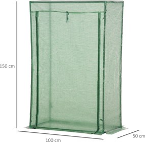 Outsunny szklarnia cieplarnia na pomidory, szklarnia ogrodowa, skrzynia z drzwiami zwijanymi stalowa zielona 100x50x150cm