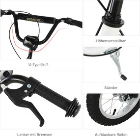 Hulajnoga miejska hulajnoga dla dzieci opony pneumatyczne regulacja aluminium biały | Aosom.pl