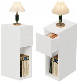 Szafka nocna biała z szufladą stolik z półką nowoczesny loft do sypialni