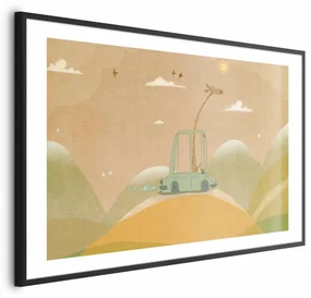 Plakat Podróżująca żyrafa 60x40 cm z ramą czarną z marginesem ARTGEIST B