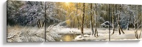 Obraz - Domek w lesie, obraz olejny (170x50 cm)