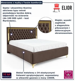 Brązowe łóżko pikowane w stylu glamour  Z9-T94