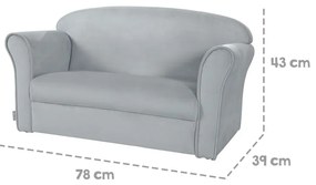 Jasnoszara aksamitna sofa dla dzieci 78 cm Lil Sofa – Roba