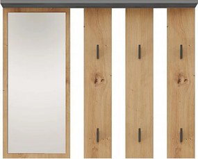 Wieszak Parma | Antracyt/Dąb Artisan | 100x15x81,5 cm | Lustro i Wieszaki