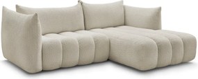 Beżowy narożnik z materiału bouclé (prawostronny/z szezlongiem) Azra – Bobochic Paris