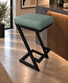 Hoker ZETA krzesło barowe Loft podstawa metalowa : Kolor Stelaża - Czarny , Kolor tkaniny - EKO-SKÓRA - 7D, Typ tkaniny - Eko-skóra