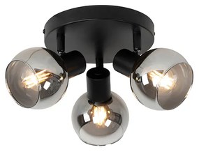 Plafon / Reflektorek / Spot / Spotow / Lampy sufitowe art deco czarny przydymione szkło 3-źródła światła - Vidro ArtDeco Oswietlenie wewnetrzne