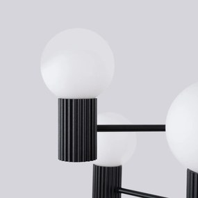 Żyrandol HALO 6 czarny ryflowany SOLLUX  LIGHTING