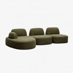 Sofa Modułowy Z Lewym Szezlongiem, 3-częściowy, Tapicerowany Giorgia Tkaniny Verde Army - Sklum
