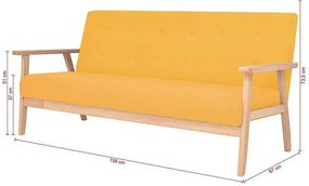3-osobowa żółta sofa retro - Garner 3X