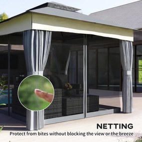 Outsunny Pavilon z podwójnym dachem, 3x3 m, wodoodporny, stabilny, zimowy, metalowy ogrodowy pavilon, Ciemnoszary