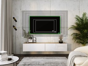 Zawieszana szafka RTV, 170 x 34 x 32 cm, Dąb Wotan / Biały Błyszczący