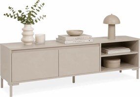 Beżowa szafka rtv Korsika 150 cm, na metalowych nóżkach