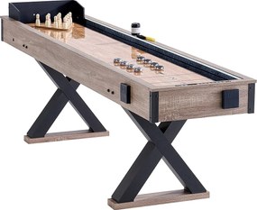 Stół do Shuffleboard SucceBuy 274CM, Domowy Pokój Gier, Kombo Gra w Krążki i Kręgle 2 w 1, Nogi Stołu, 8 Podkładek, Zestaw do Kręgli