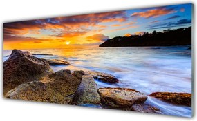 Szkło do Kuchni na Ścianę Skalisty Brzeg Morza