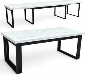 Stół Duży Czarny + Marmur EGGER 100x200 rozkładany do 400 cm Metalowe Nogi