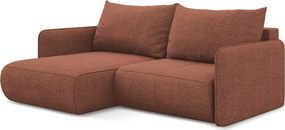 Narożnik lewostronny z funkcją spania - z tkaniny szenilowej - brudny róż - NANEA