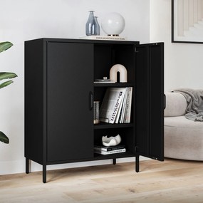 Czarna szafka z półkami na nóżkach metalowa VITO Modern 800 x 1015 x 400 mm