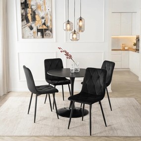 Stół Okrągły SANDER 89 cm Ceramiczny Czarny do Salonu Nowoczesny Glamour