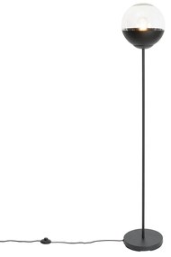 Lampa podłogowa retro czarna z przezroczystym szkłem - Eclipse
