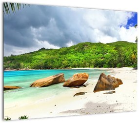 Obraz na szkle - Seszele, Takamaka beach (70x50 cm)