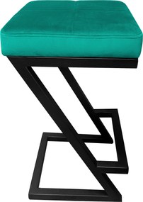 Hoker ZETA krzesło barowe tkanina Welur podstawa metalowa LOFT : Kolor Stelaża - Czarny , Kolor tkaniny - VELVET - MG20