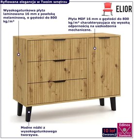 Ryflowana komoda z 3 szufladami i szafką dąb artisan R3-T24