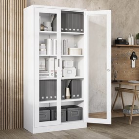 Szafa przeszklona medyczna, witryna lekarska AMELIA, 900 x 1850 x 400 mm, biała