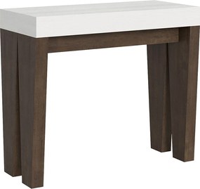 Konsola rozkładana 90x40/300 cm Spimbo Mix Blat Frassino biała - Struktura Orzech