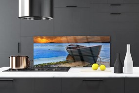 Panel Szklany Łodzie na Piaszczystym Brzegu