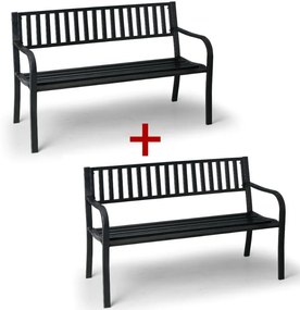 Metalowa ławka parkowa STRIP z oparciem 1+1 GRATIS, 1270 mm