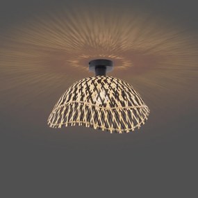 Lampa sufitowa w stylu art deco, czarna bambusowa, 40 cm - Alka