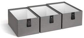 Szare kartonowe pojemniki zestaw 3 szt. 20,5x29,5x14,5 cm Aston Paper Laminate – Bigso