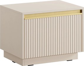 Szafka nocna z 1 szufladą - MDF - Beżowy i złoty - POSINIA